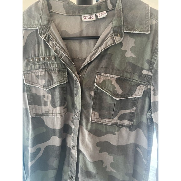 Mudd Camo Apocalyptic Military Army Snap Button Up Long Sleeve Shirt Small Rare - Picture 2 of 9
